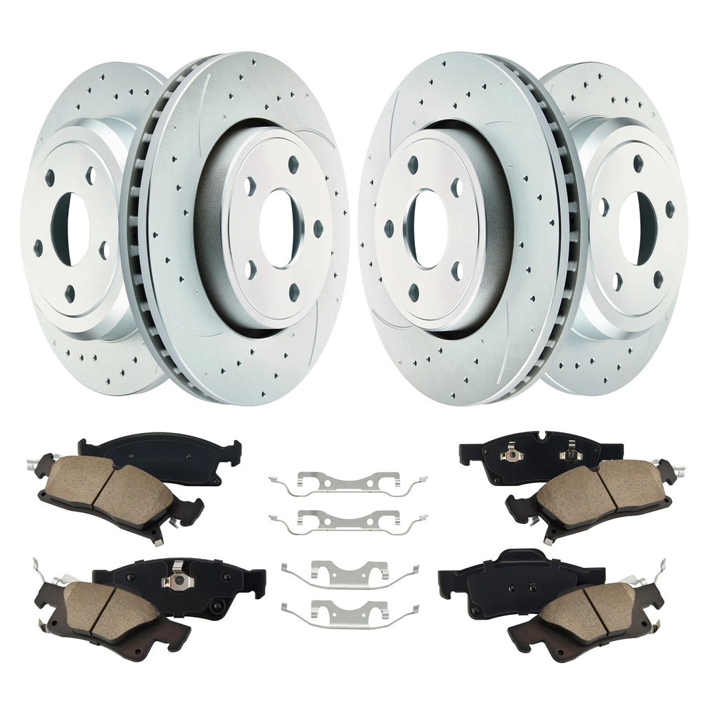 Front & Rear Drilled Rotors for Dodge Durango (2018–2020) 3.6L with Ceramic Pads