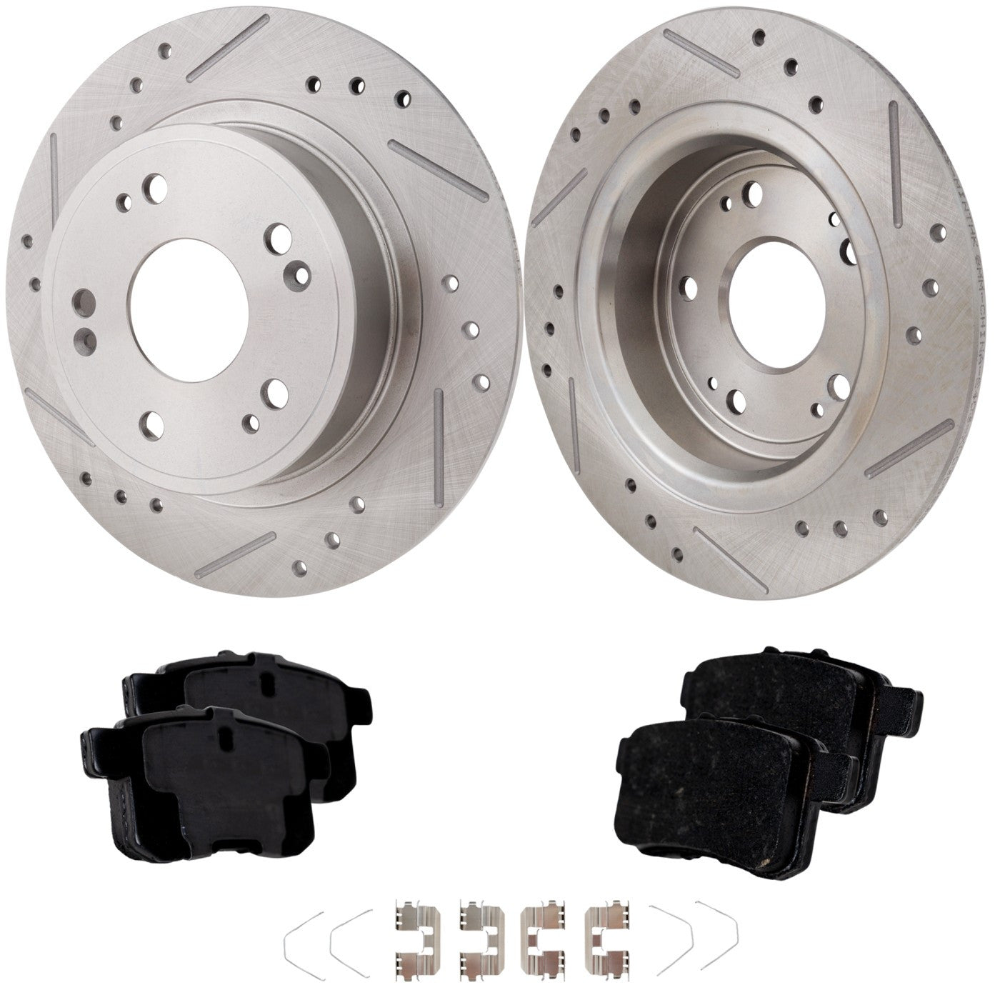 Brake Disc and Pad Kit for Honda Accord (2008–2017) Rear Left Right Cross-drilled