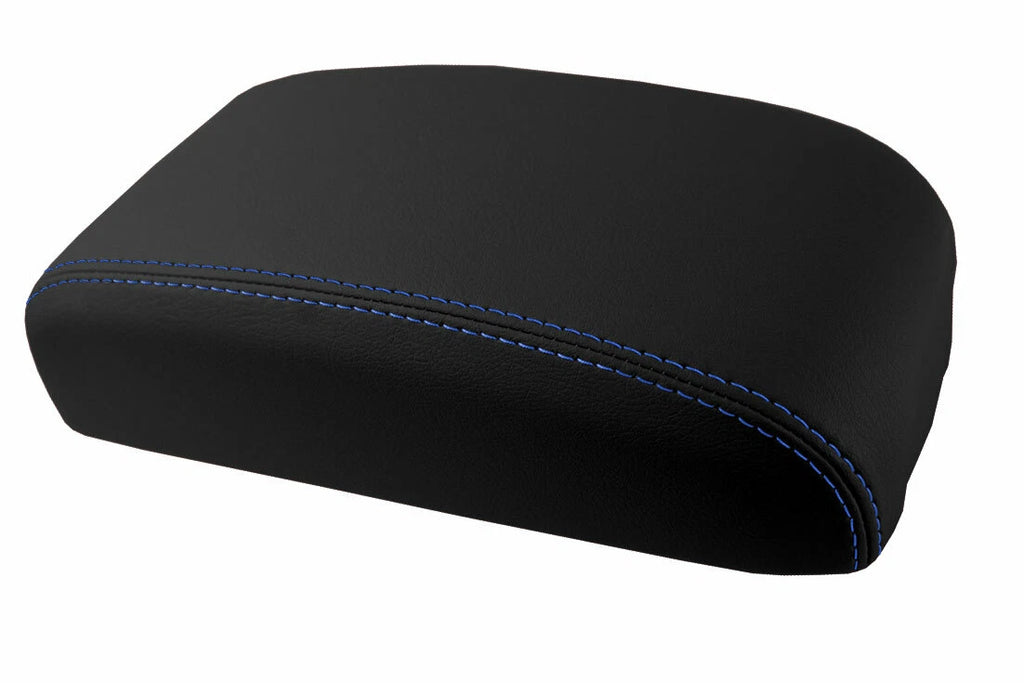 Leather Console Lid Armrest Cover for Mitsubishi Outlander (2007–2013) Blue Stitch
