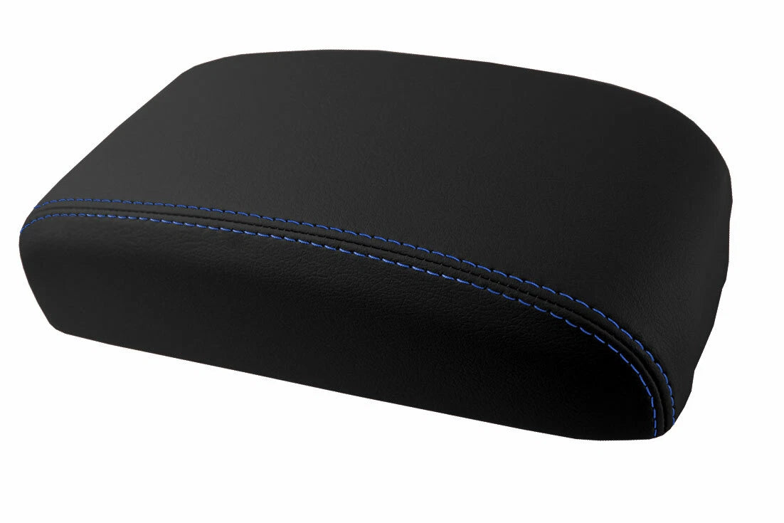 Leather Console Lid Armrest Cover for Mitsubishi Outlander (2007–2013) Blue Stitch