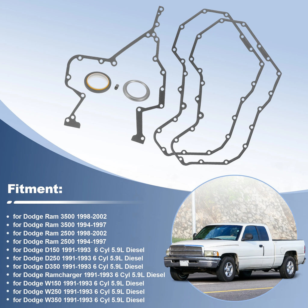 Engine Timing Cover Gasket Set for Dodge Ram 3.9L 6BT 5.9L (1994–2002)