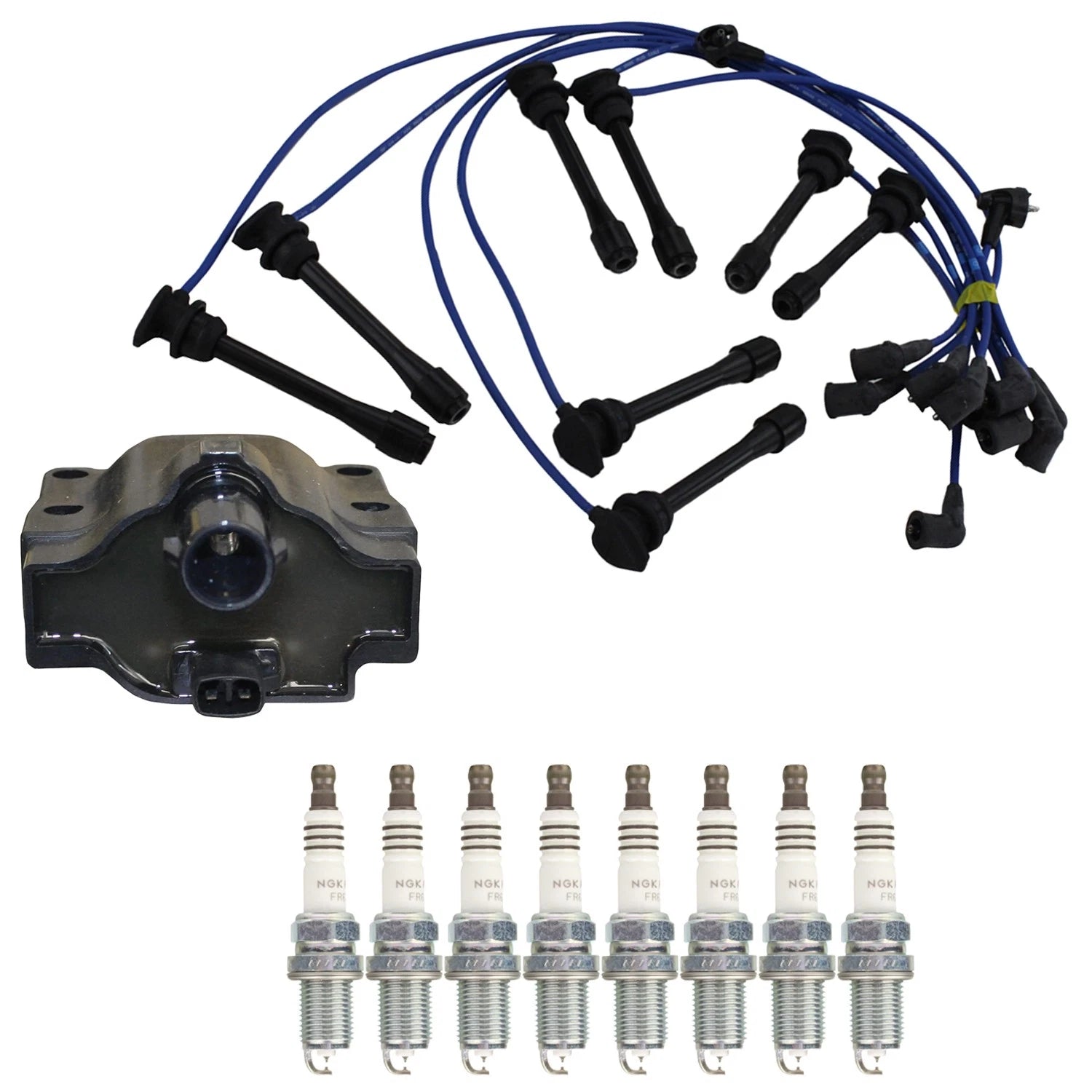 Set of 8 Hitachi Ignition Coils & NGK Ruthenium Spark Plugs for LS400 (1990–2000)