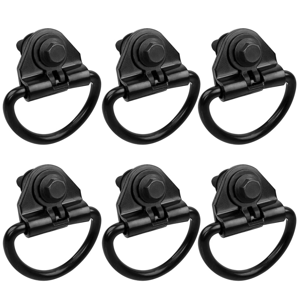 6x Black Steel Rear Cargo D-Hooks for Ford Transit 150 250 350 (2015–2024)