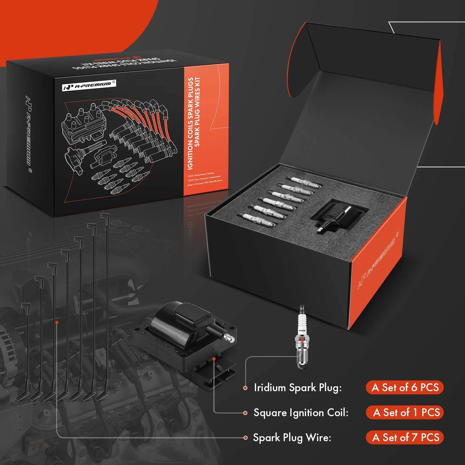 Ignition Coil & Spark Plugs Set for Ford