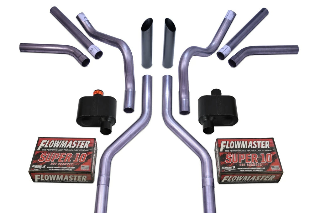 Dual Exhaust Kit for Chevy GMC C10 (1963–1972) - 2.5" Flowmaster Black Tips