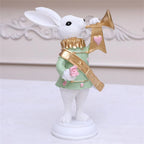 2X Easter Themed Resin Rabbits for Seasonal Displays