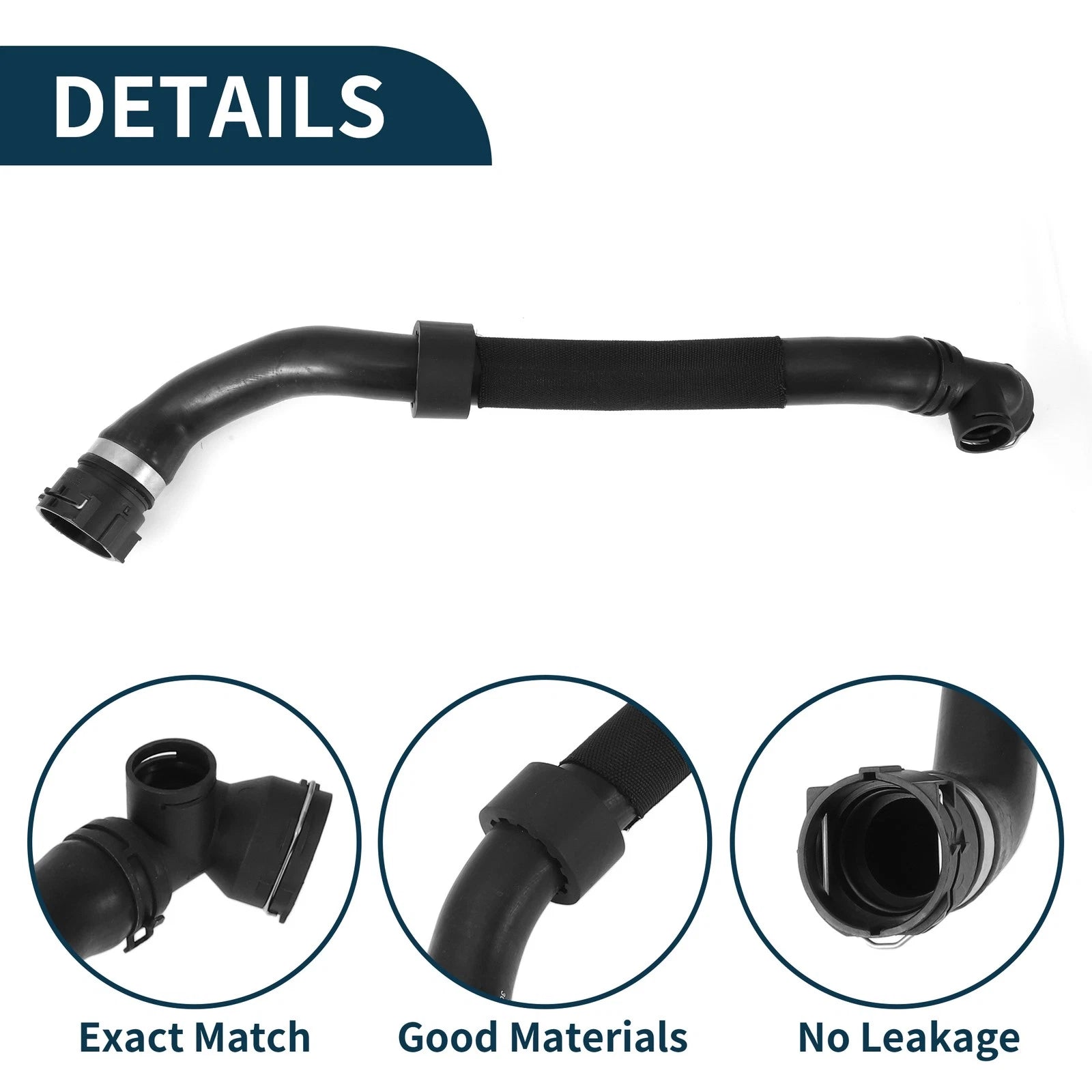Radiator Hose for Volkswagen CC 2.0L (2009–2017) Rubber Black