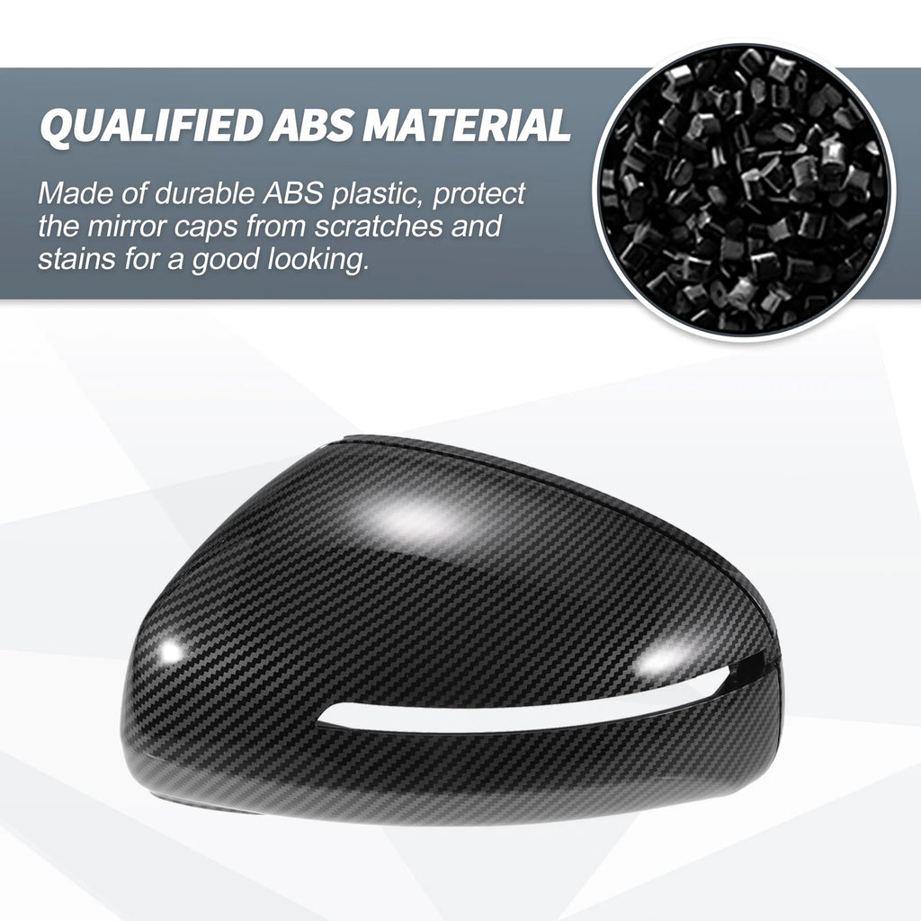 Pair Rearview Mirror Cover Cap Black Carbon Fiber for Audi TT TTS TTRS MK2 R8 (2006–2015)