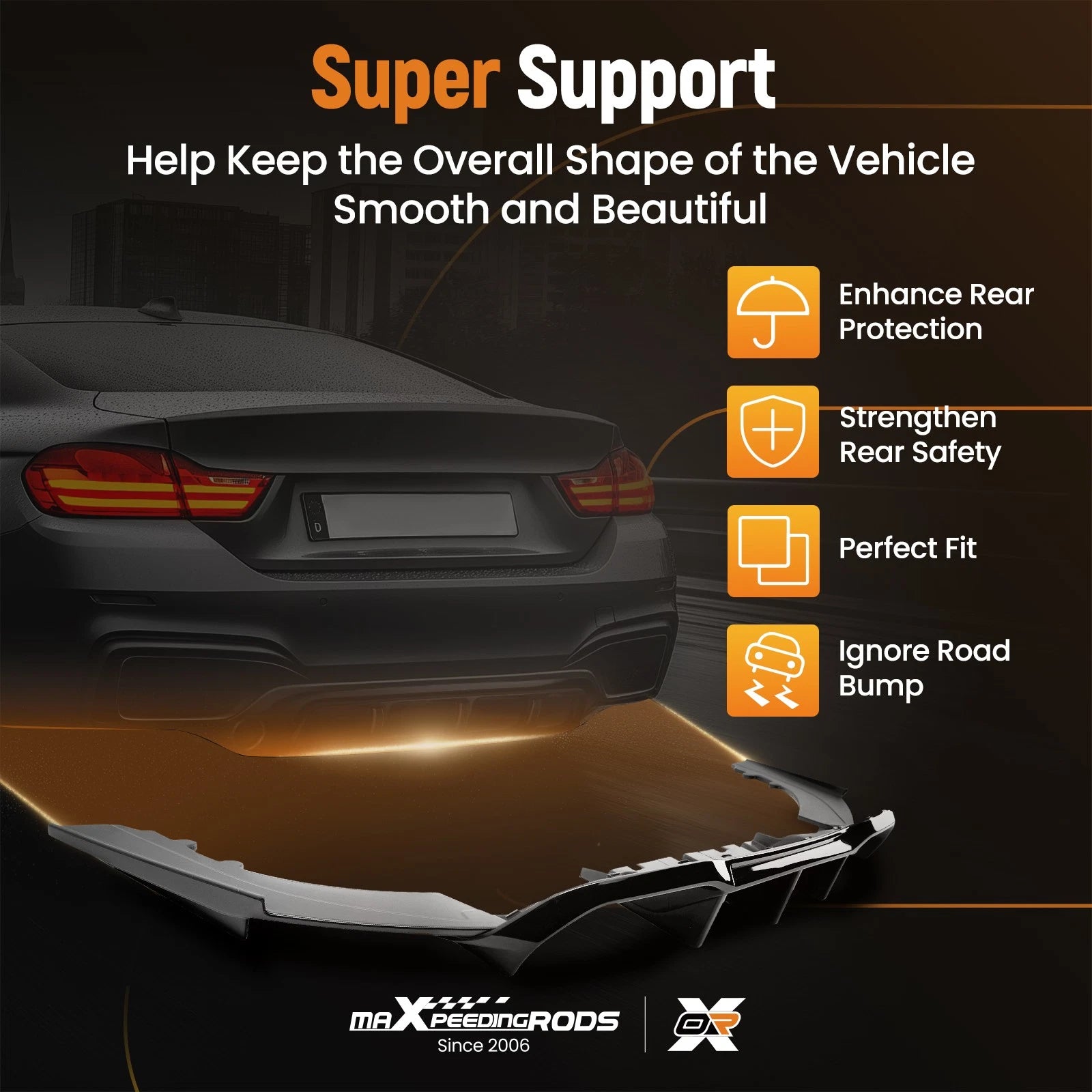 Performance Rear Bumper Lip for BMW F87 M2 Coupe (2015–2020) Gloss Black