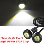 2pcs White Motorcycle Eagle Eye Lights Strobe Backup Lamps Mirror Mount