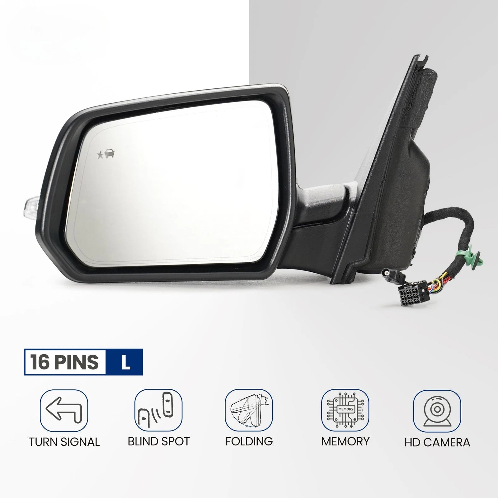 Side Mirror for Chevy Traverse (2022–2024) w/ Turn Signal, BSD, Camera, 16 Pin