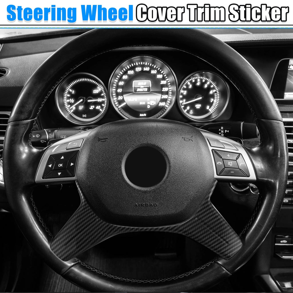 Carbon Fiber Pattern Steering Wheel Cover Trim for Mercedes Benz 