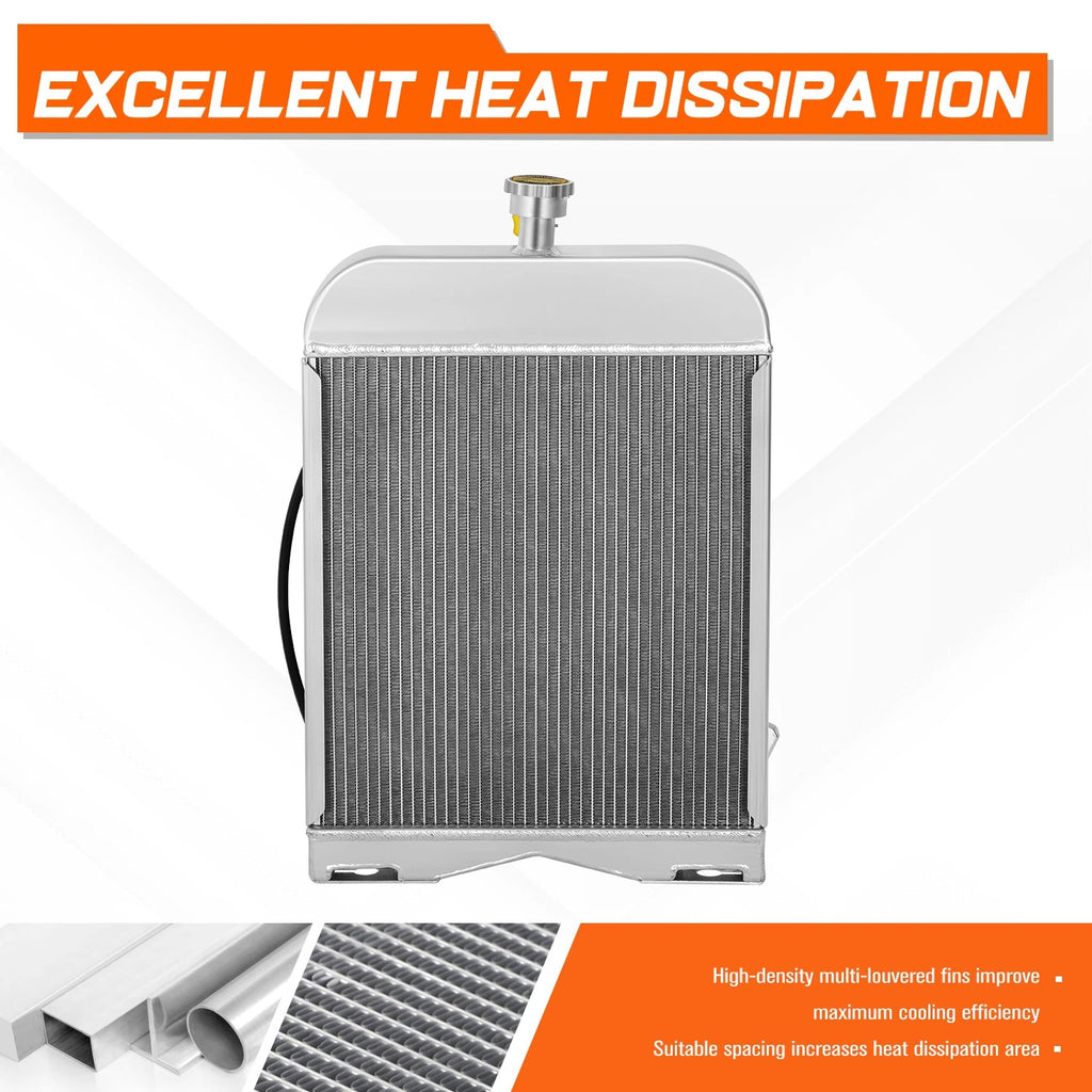 Cooling Radiator for Ford Tractor 2N 8N 9N (1939–1952) 3-Row Aluminum Core