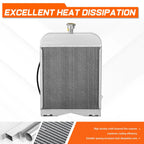 Cooling Radiator for Ford Tractor 2N 8N 9N (1939–1952) 3-Row Aluminum Core