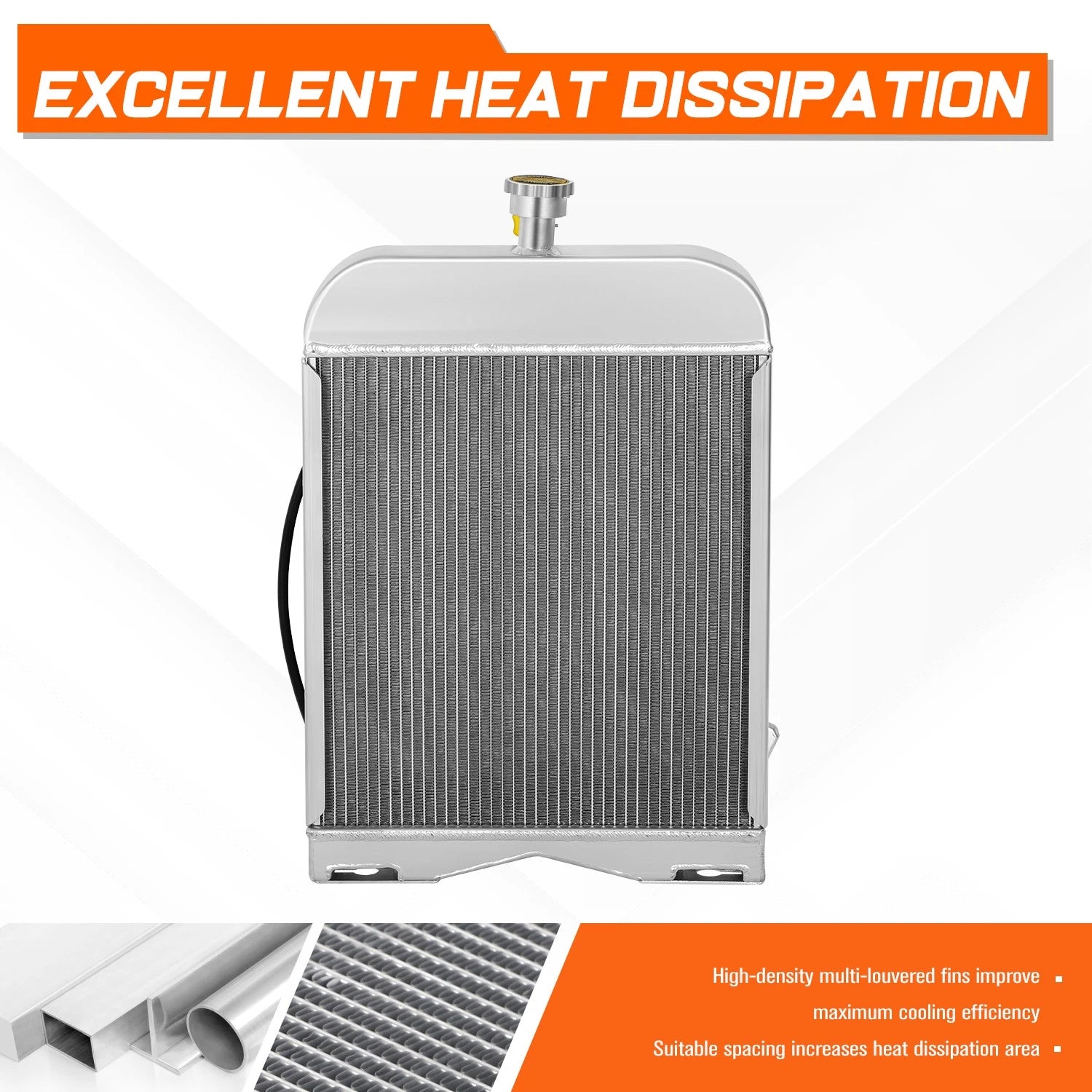 Cooling Radiator for Ford Tractor 2N 8N 9N (1939–1952) 3-Row Aluminum Core