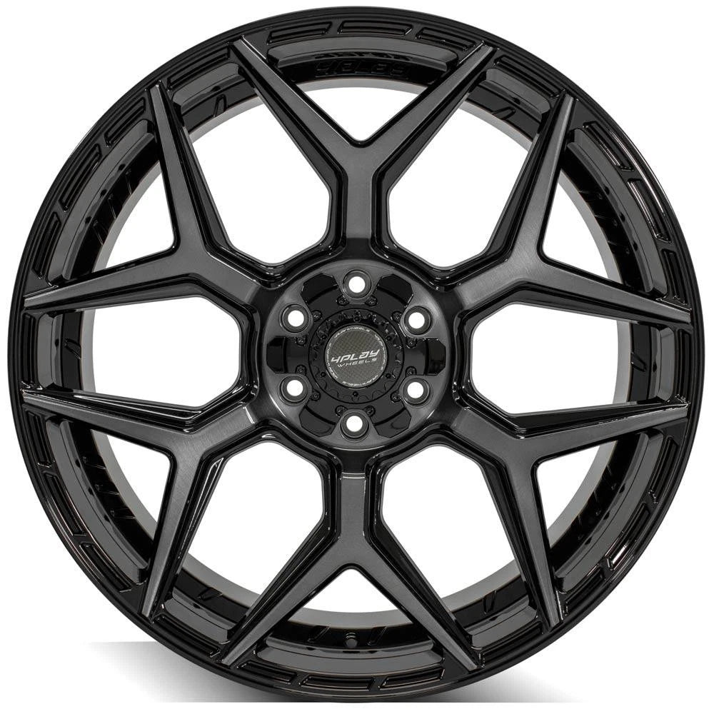 Gloss Black Wheel with Brushed Face for 1988–2000 Chevy C2500 (24 Inch)