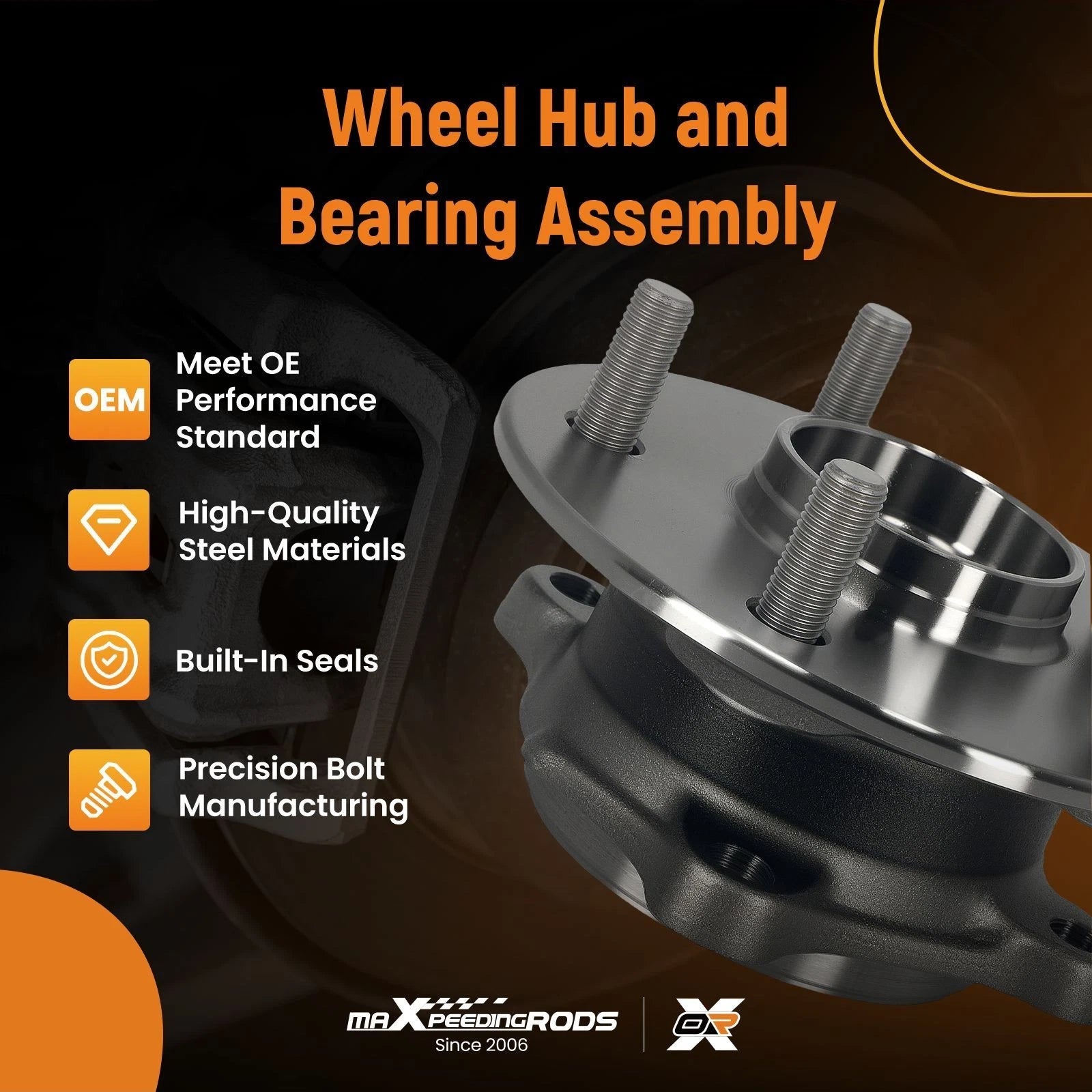 Front 5-Lug Wheel Bearing Hub Assembly for Lexus ES250 (2021–2023)