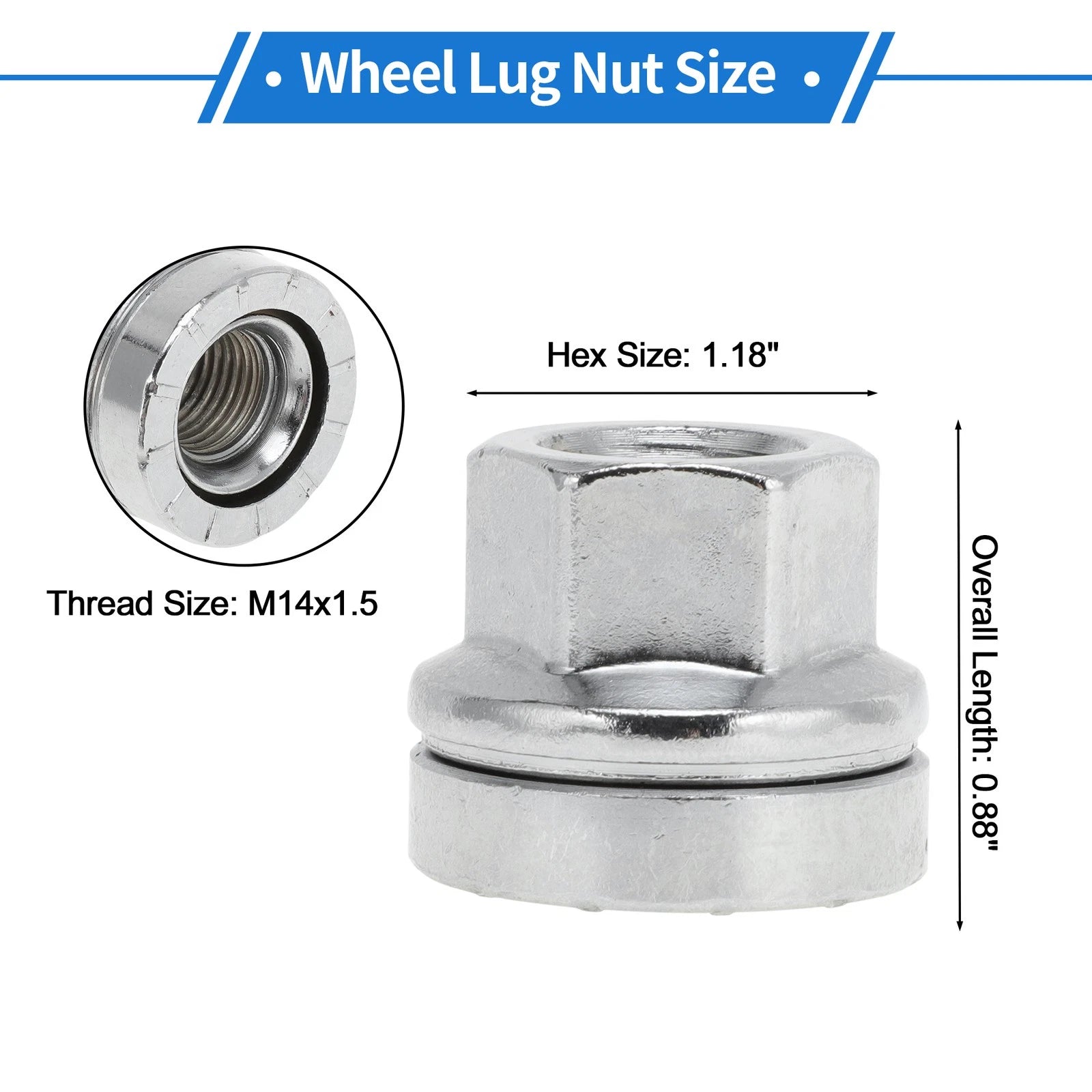16 Pcs M14x1.5 Wheel Lug Nuts for Ford F-250 Super Duty (2003–2016) No.2C2Z1012AA