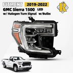 LED DRL Headlight w/Halogen Turn Signal for GMC Sierra 1500 (2019–2022)