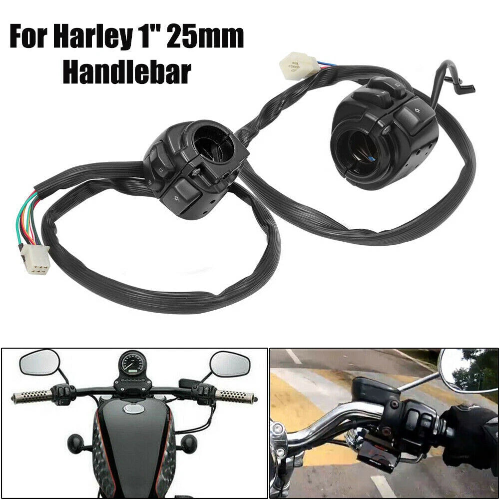 Handlebar Control Switches + Wiring Harness for Harley Sportster Dyna (1996–2012)