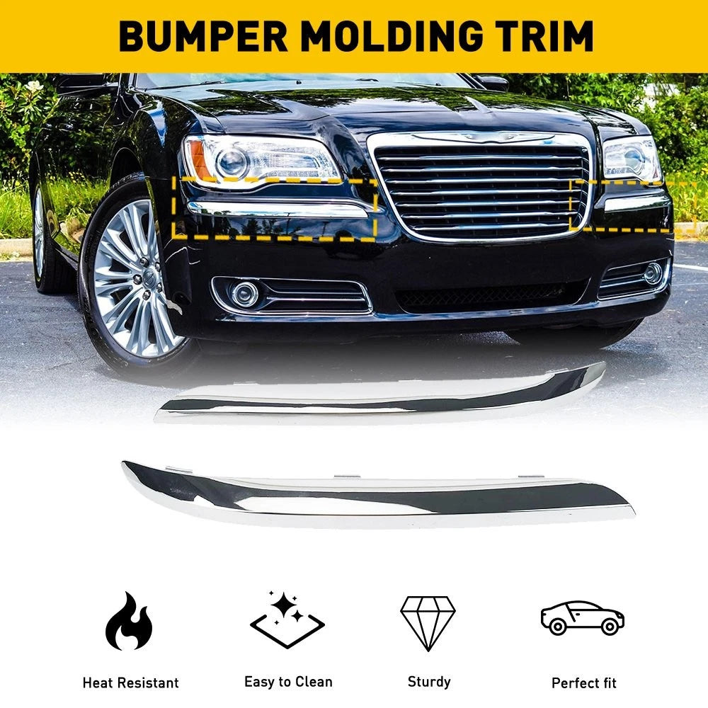 Set of 2 Chrome Front Bumper Molding Trim for Chrysler 300 (2011–2014)