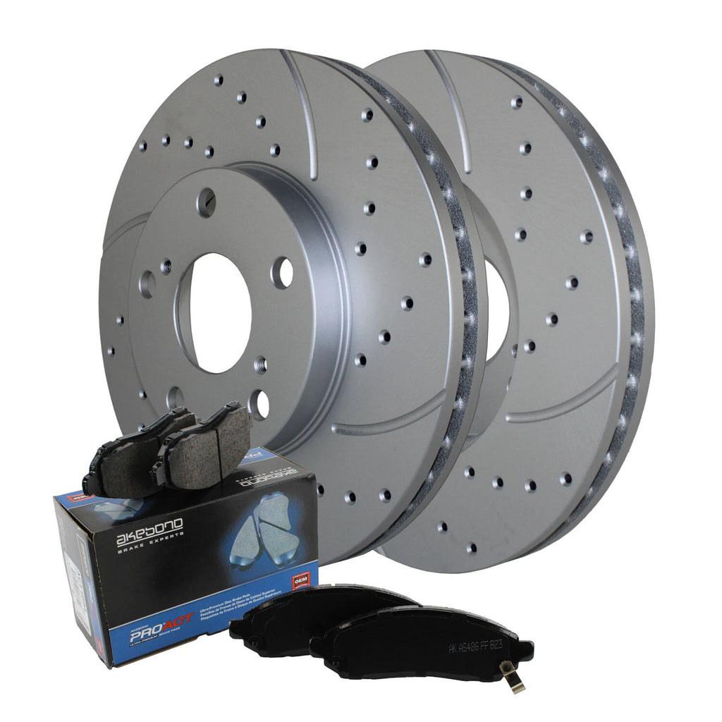 Front Brake Kit with 275mm Drilled Rotors & Akebono Pads for ES300, Avalon, Camry (1992–2006)