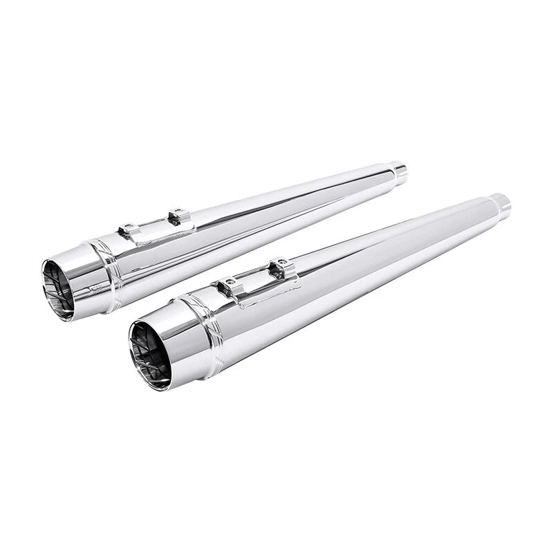 Chrome 4" Slip-On Megaphone Mufflers for Harley Touring (1995–2016)