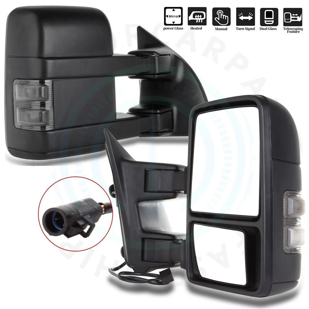 Power Heated Smoke Tow Mirrors for Ford F250/F350/F450 (1999–2007)
