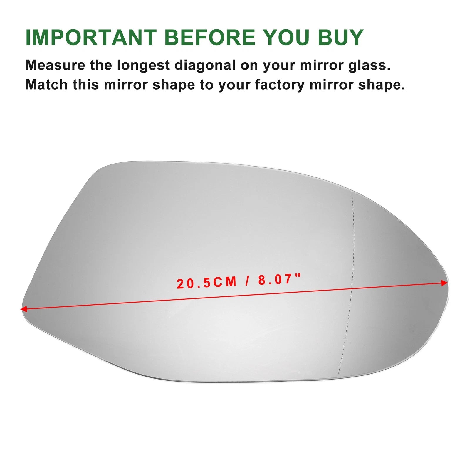 Heated Right Side Mirror Glass for Audi A7 (2010–2018)