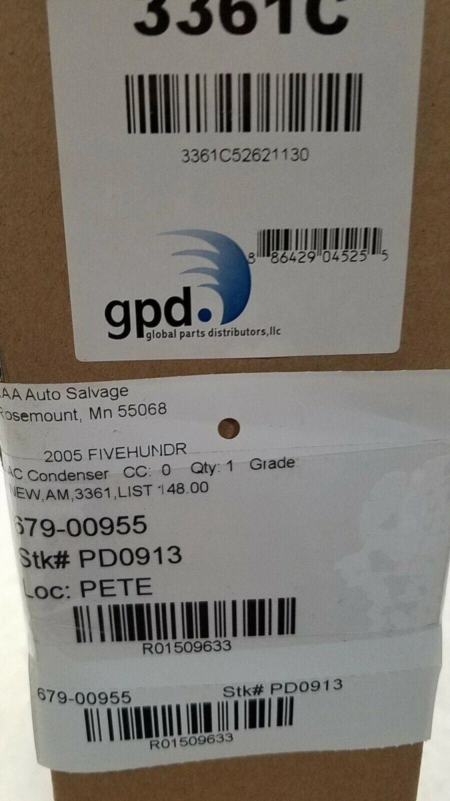 A/C Condenser for Ford 500 (2005) Global 3361C 679-00955