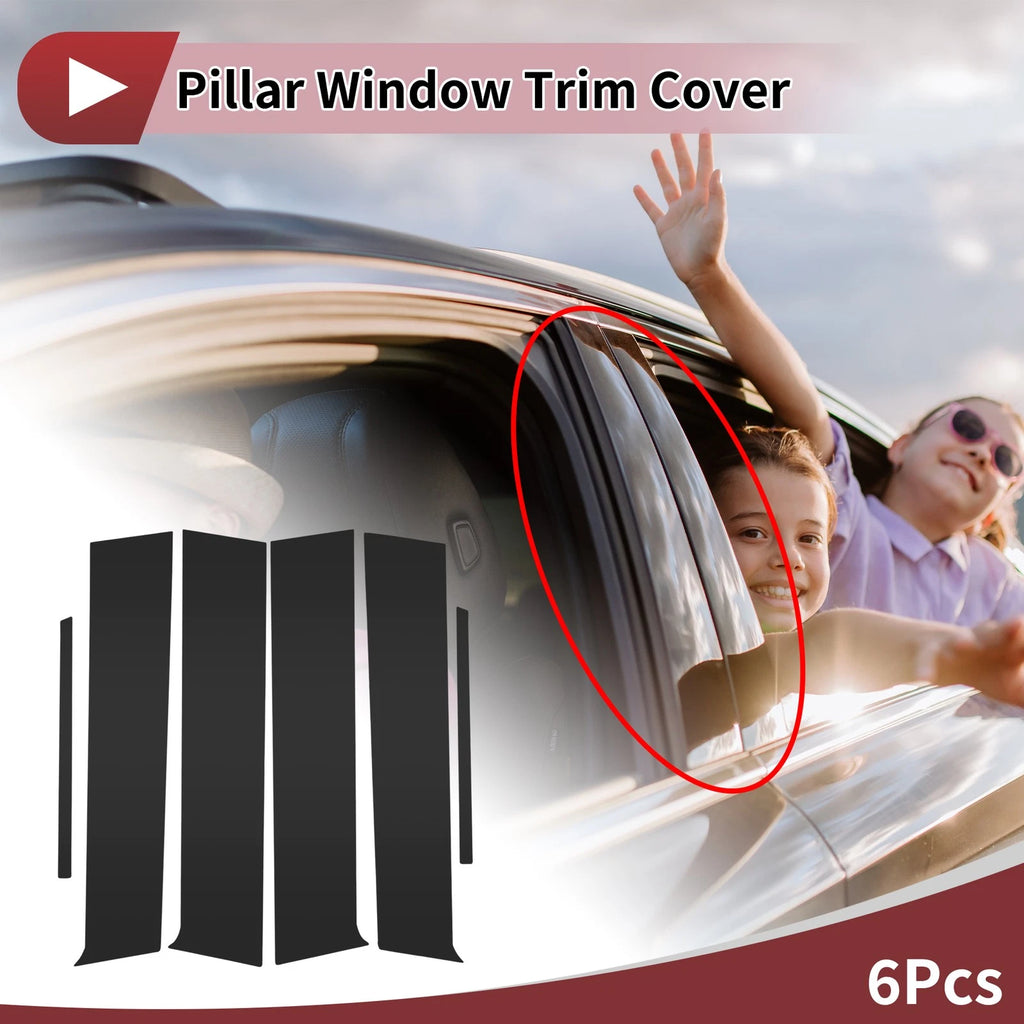 Set of 6 Car Door Pillar Window Trim for Toyota Aqua (2011–2019) Black