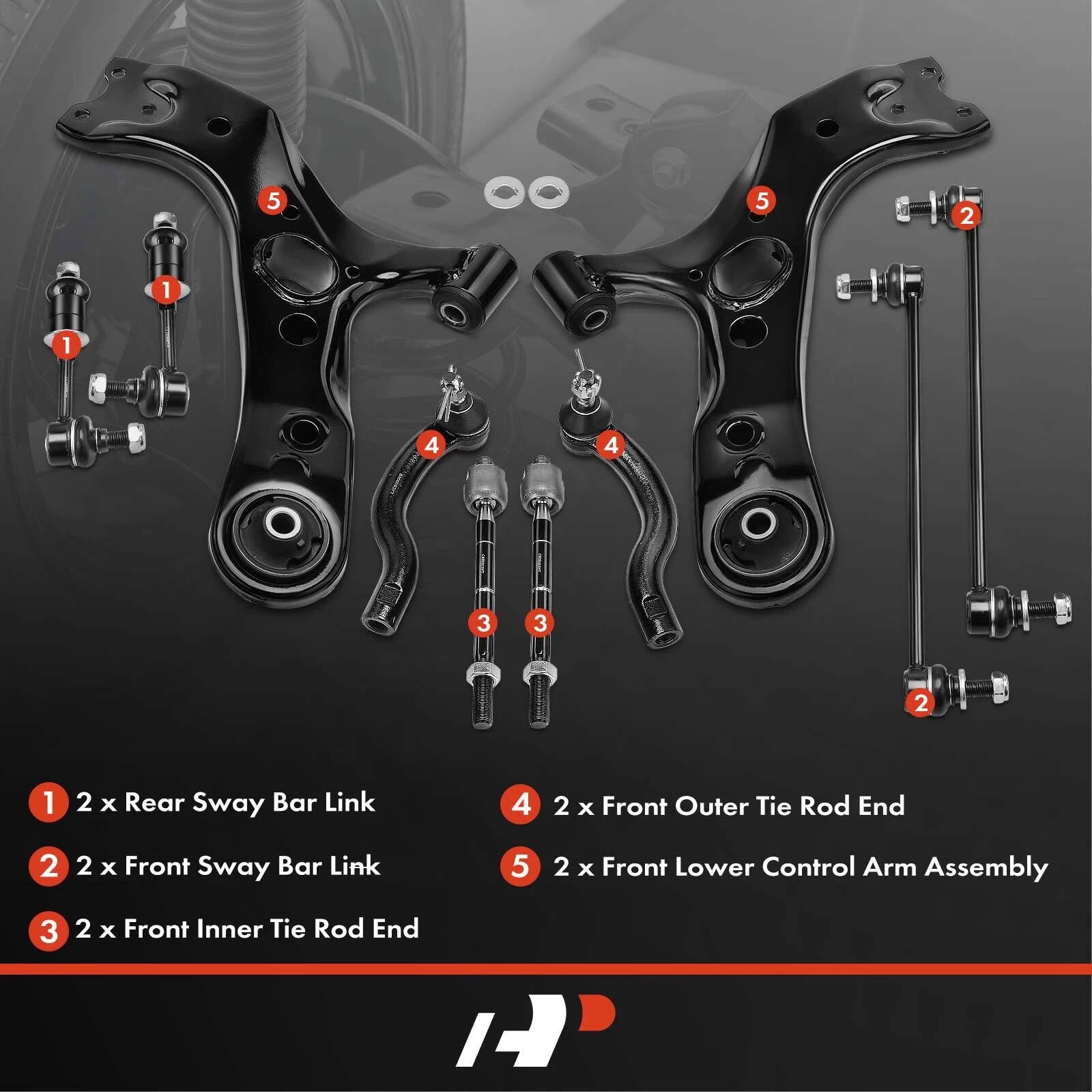 10x Control Arm Sway Bar Link Tie Rod End Front Lower for Toyota RAV4 (2019–2024)