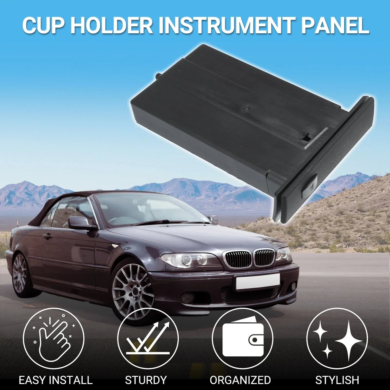 Cup Holder for BMW E60 Drink Holder Black (2004-2010)
