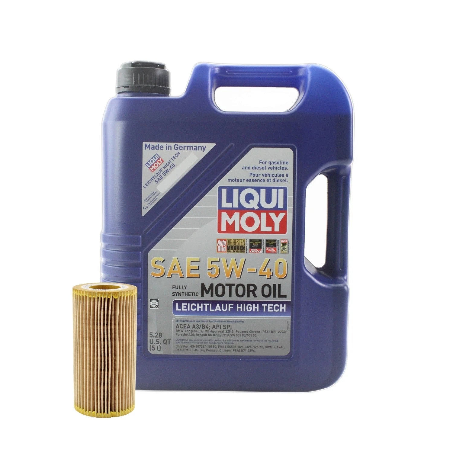 5L Liqui Moly Leichtlauf High Tech 5W-40 Oil Change Kit for Audi L4 2.0L (2010–2023)