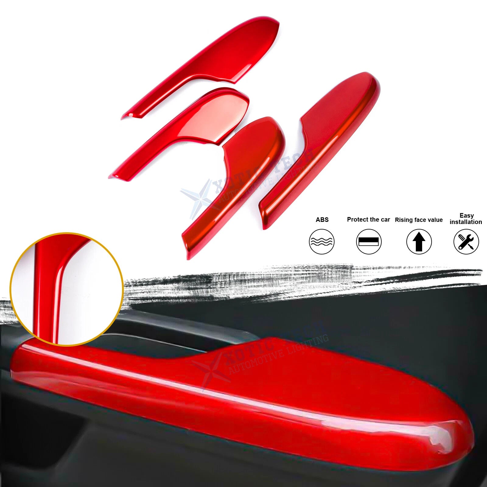 Sporty Red Interior Door Armrest Panel Trim Cover for Honda Civic (2016–2020)
