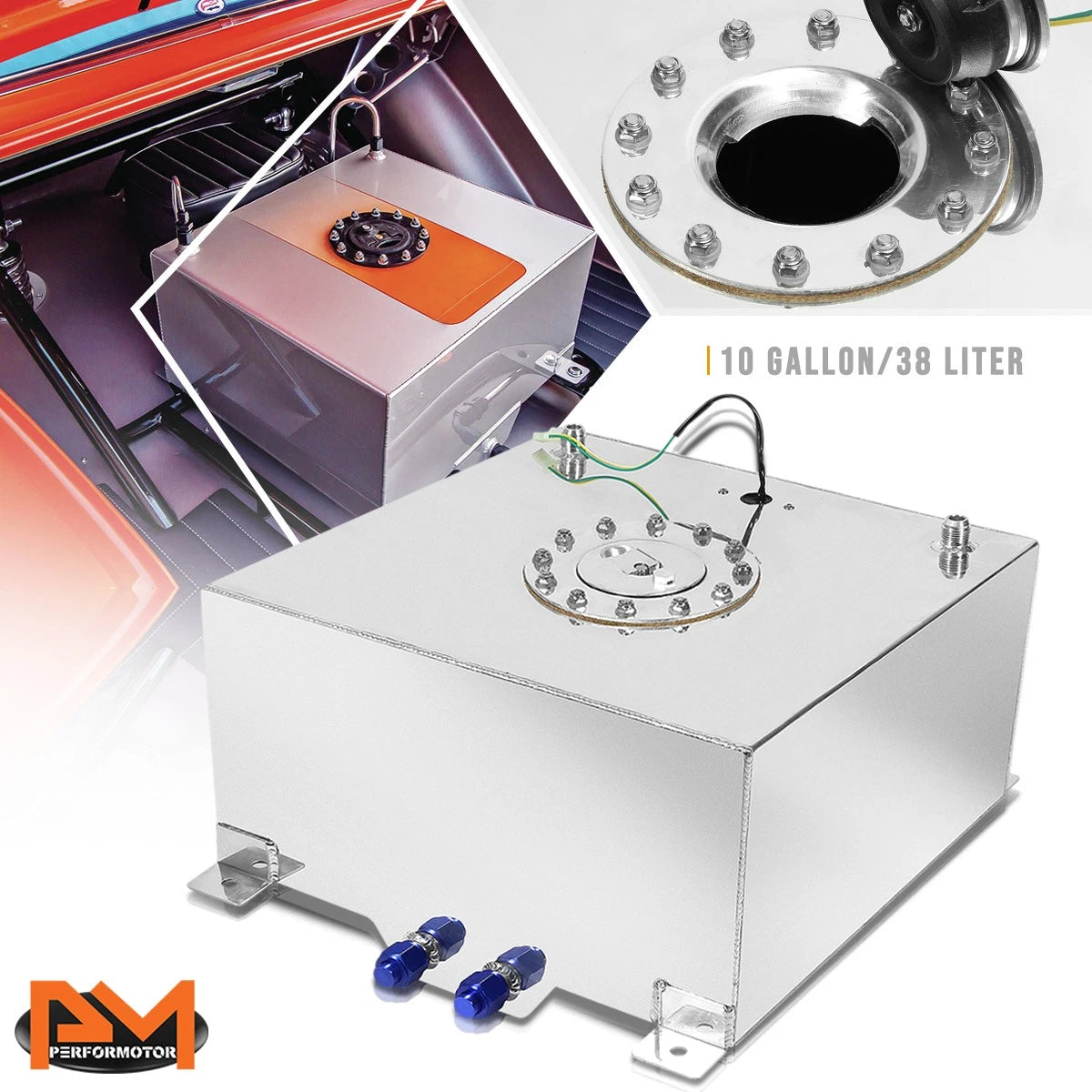 10 Gallon Aluminum Chrome Fuel Cell for Universal Applications (Polish Cap)