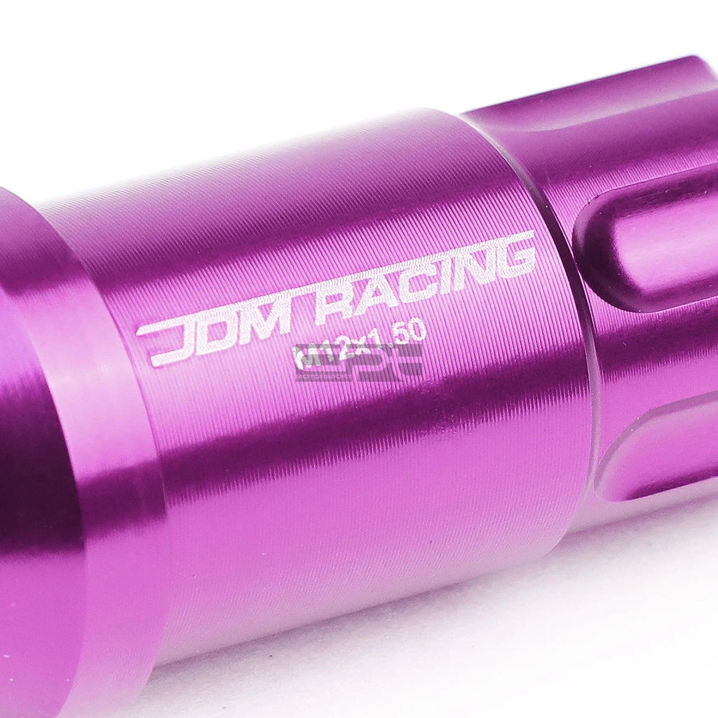 20 PC Open End M12x1.5 50mm Tall Purple Aluminum Lug Nuts + Lock Key for JDM