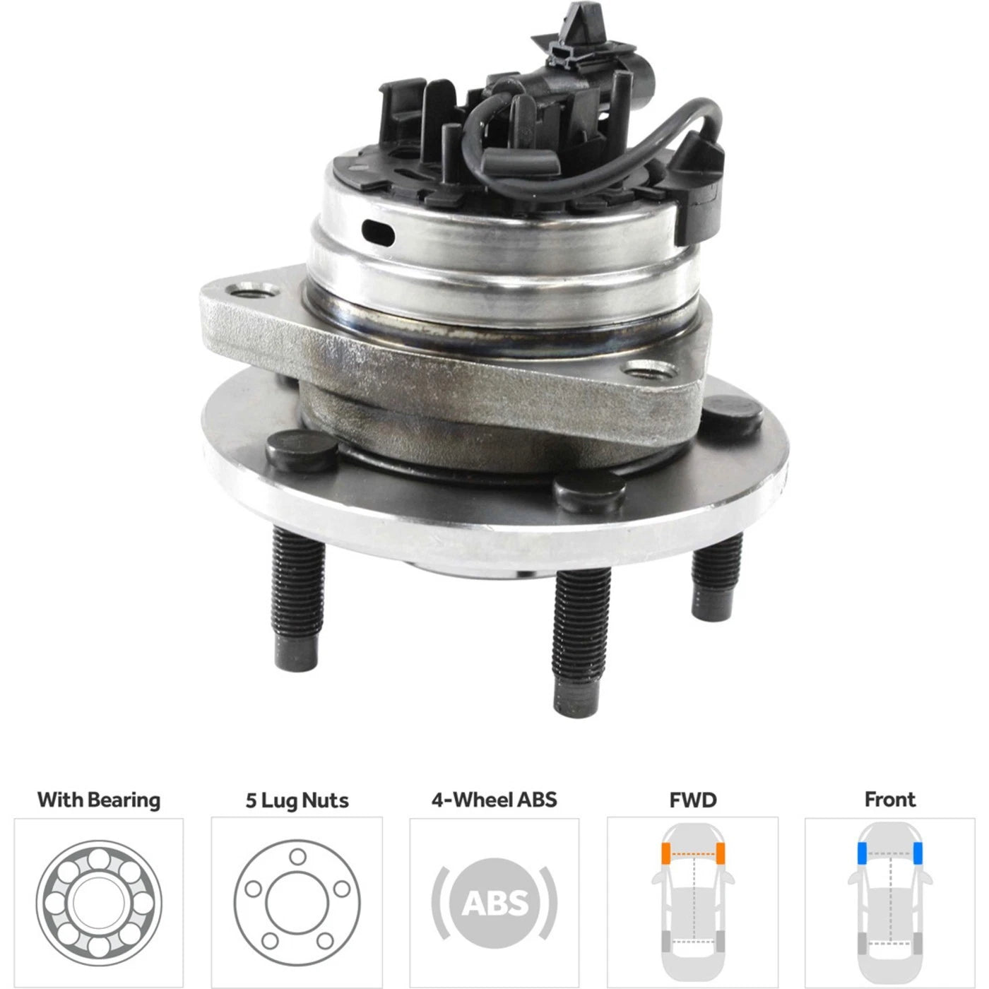 Wheel Hubs for Chevrolet Malibu (2004–2012) Front LH & RH 4-Wheel ABS