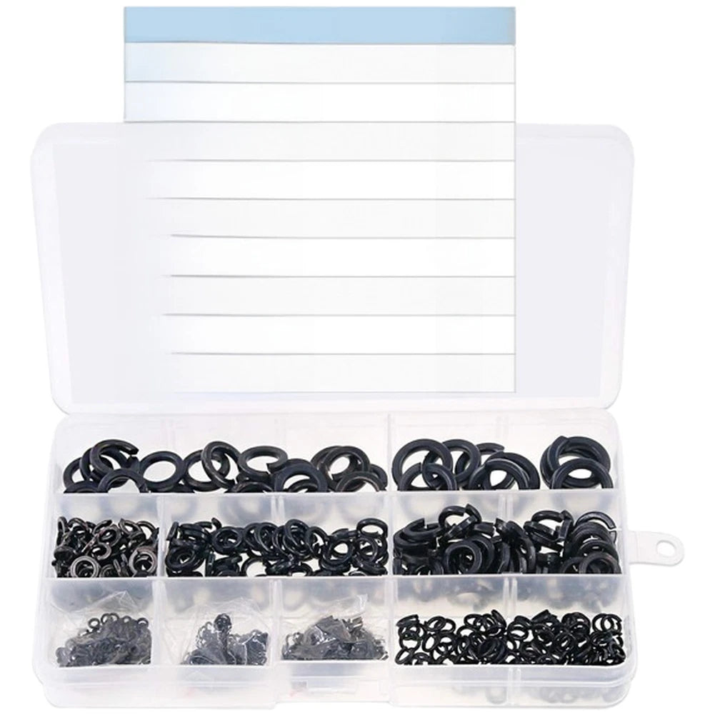 760pcs Black Coated Carbon Steel Spring Washers for Fastener Security