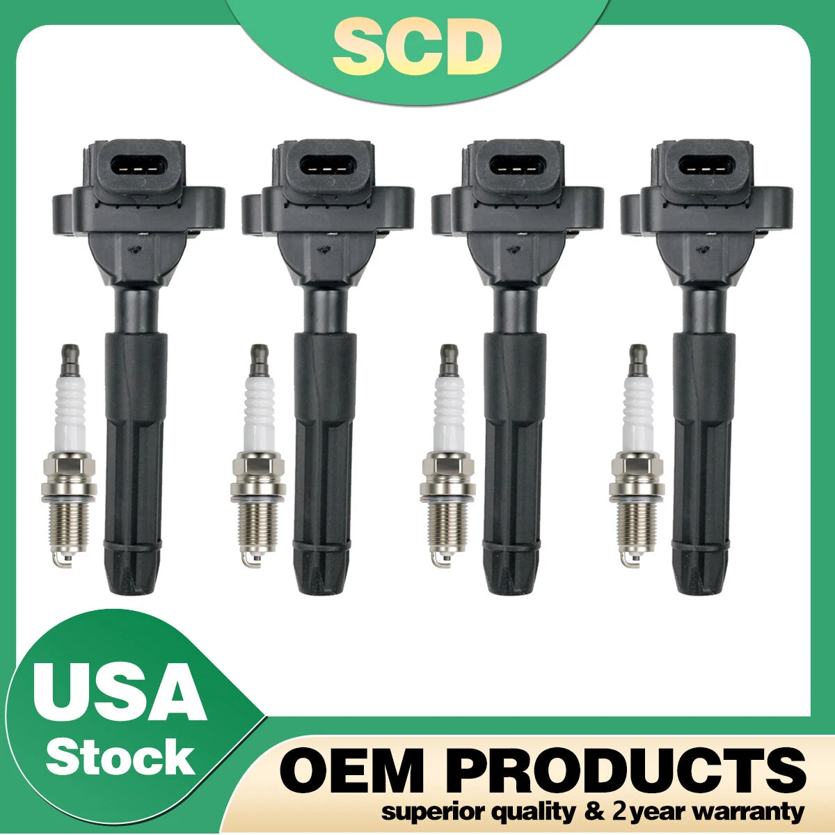 Set of 4 Ignition Coils & Spark Plugs for Mercedes-Benz R170 CL203 SLK230 C230 (1998–2004) UF536