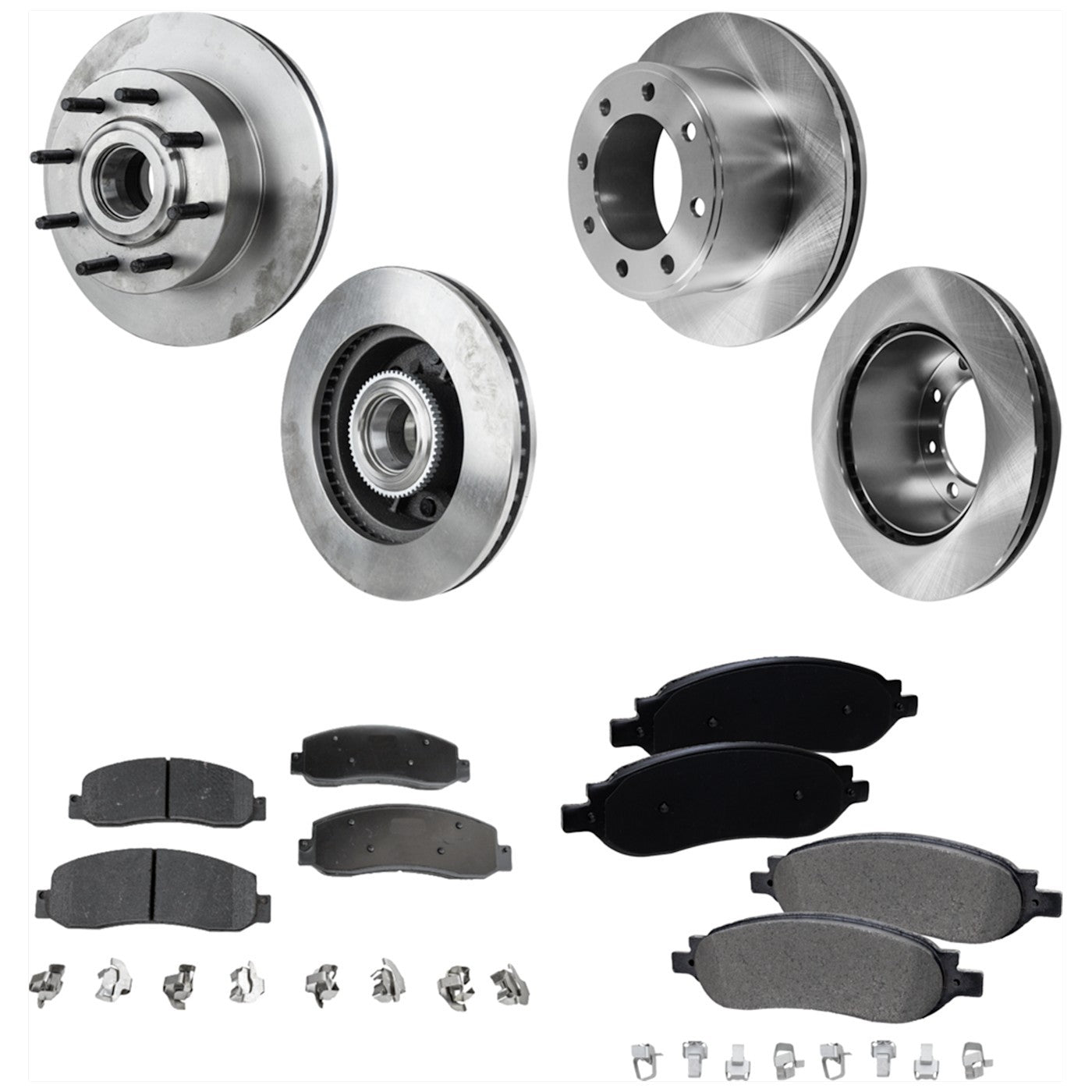 Disc Brake & Pad Kit for Ford F-350 Super Duty (2007) Front & Rear Semi-Metallic