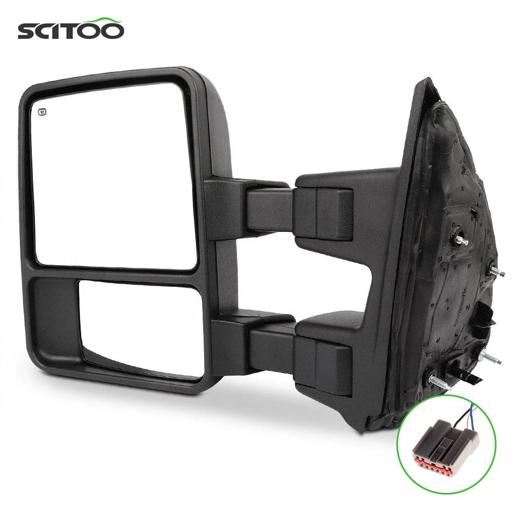 Tow Mirror for Ford F250-F550 (2003–2007) Black Manual Driver LH LED Signal
