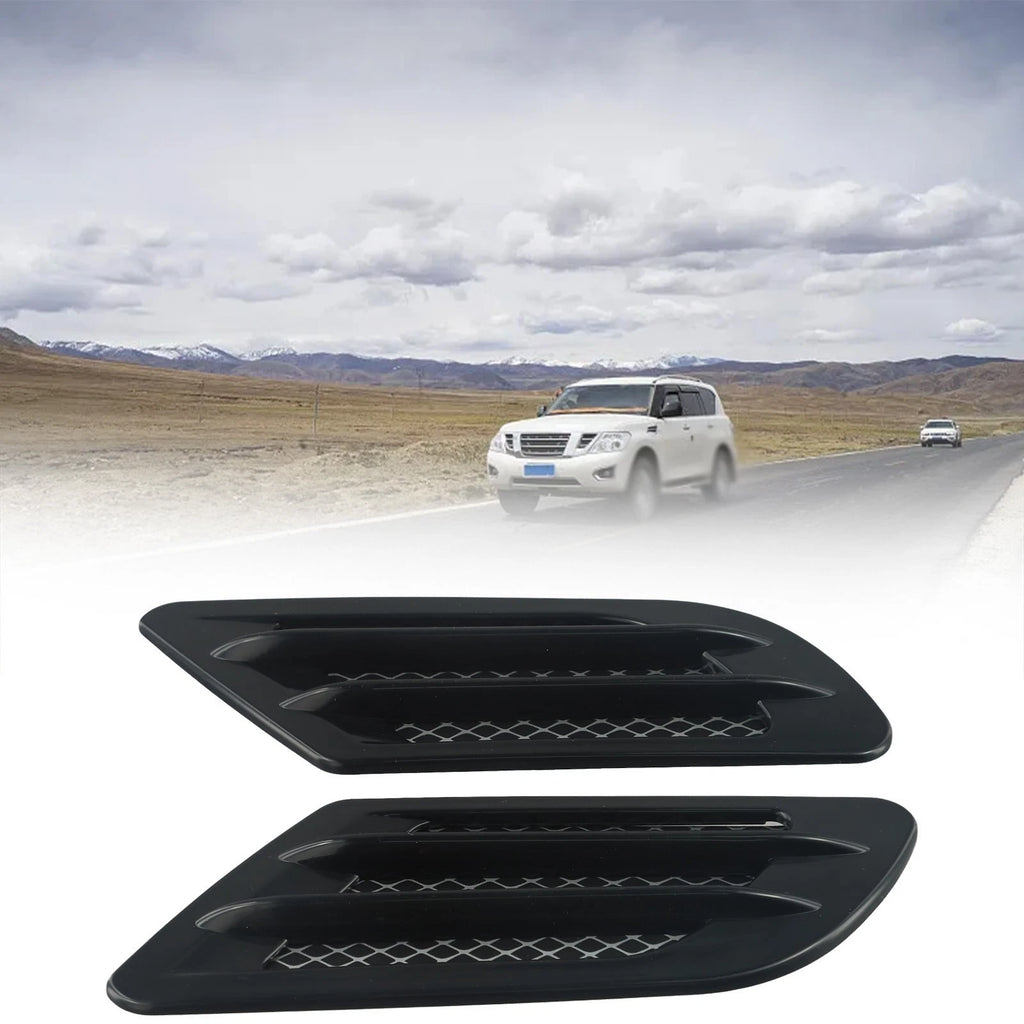 1 Pair Black Car Hood Intake Side Fender Vent Decorative Sticker
