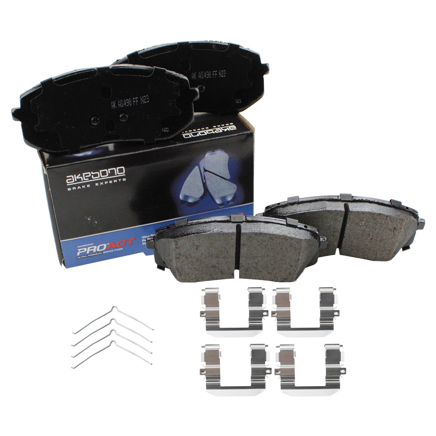 Set of 4 Akebono ProACT Front Ceramic Slotted Brake Pads for Hyundai Sonata, Kia Optima