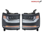Headlight Set for Chevy Silverado 1500 (2016–2018) HID/Xenon LED Black