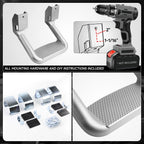Set of 4 Silver Powder-Coated Cast Aluminum Side Steps for Ford/Chevy/GMC/Dodge