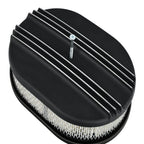 12" Oval Half Finned Polished Aluminum Air Cleaner for Chevy Ford Mopar