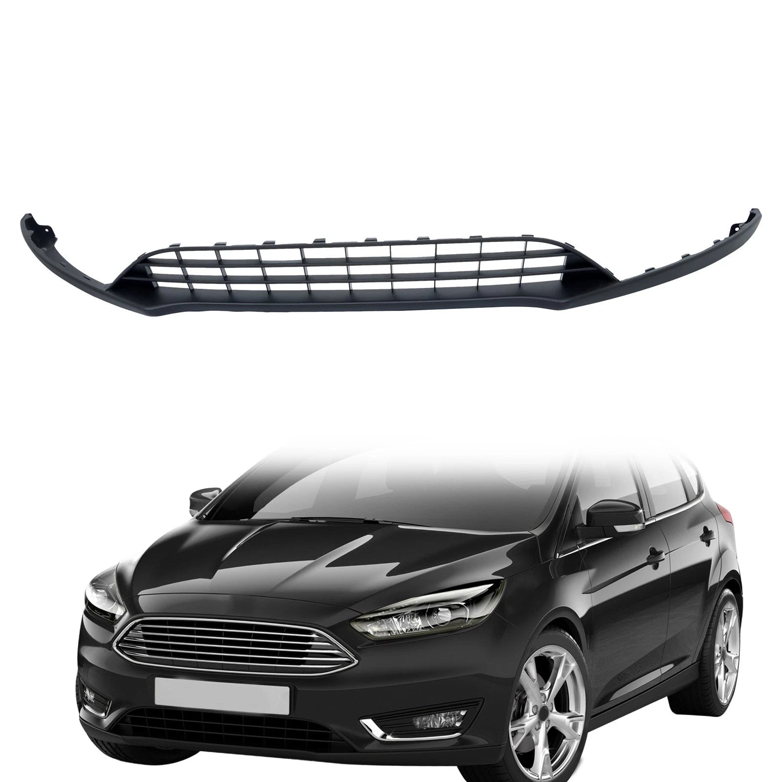 Front Upper Grille Replacement for Ford Focus (2015-2018) Black Plastic