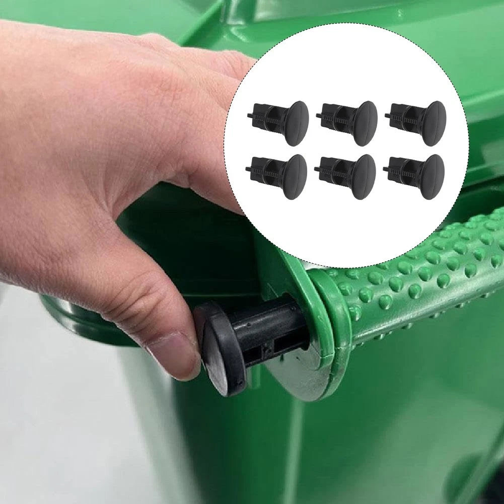 Set of 6 Black Plastic Hinge Pins for Bin Lids (43mm Length, 18mm Diameter)