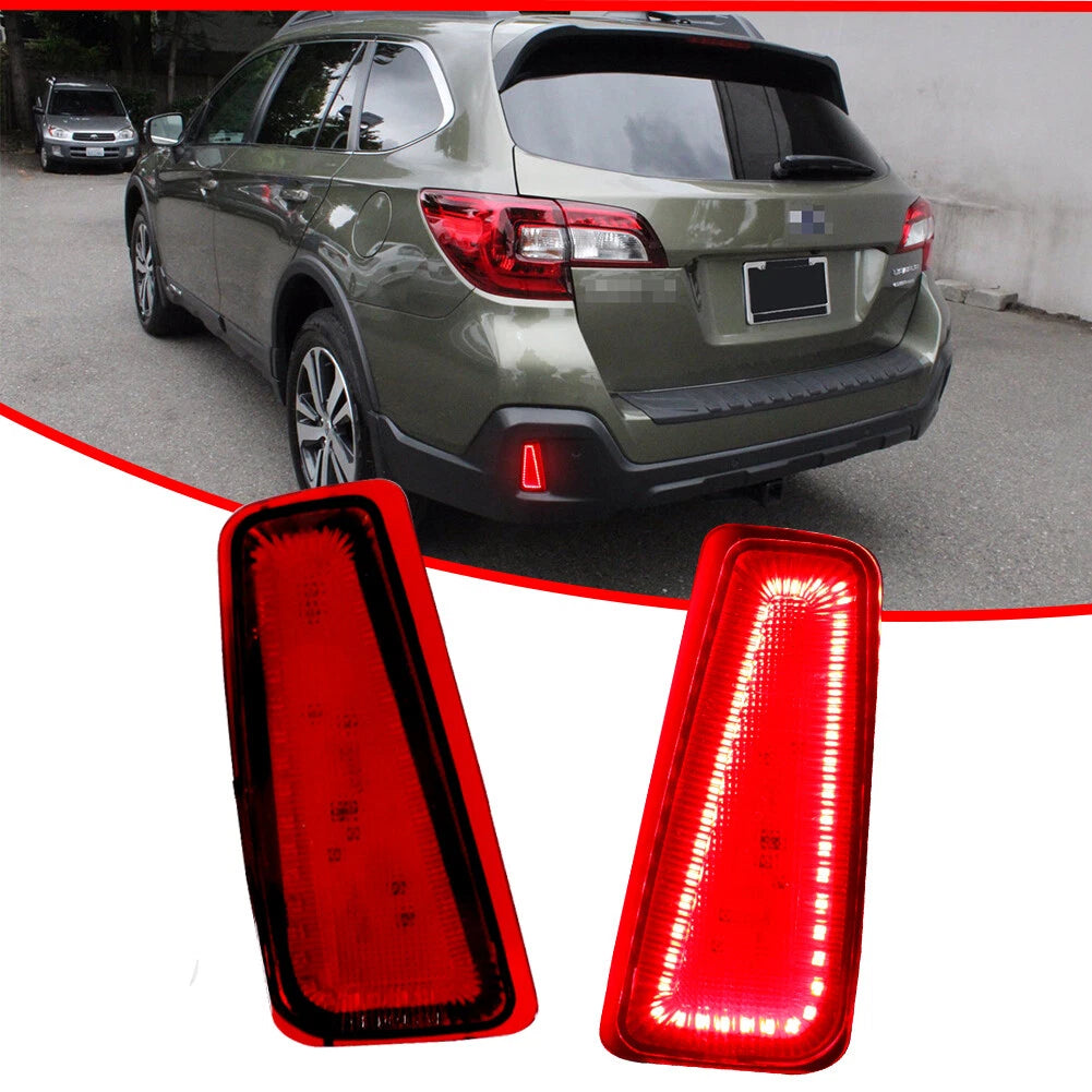 2X Rear Bumper Reflector Red LED Tail Lights for Subaru Outback (2015–2020)